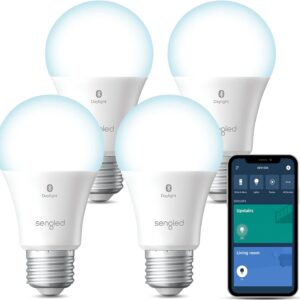 Sengled Alexa Light Bulbs, 75W Equivalent, S1 Auto Pairing with Alexa Devices, Smart Light Bulb that Work with Alexa, Bluetooth Mesh Smart Home Lighting, ‎Daylight 5000K, No Hub Required, 4-Pack