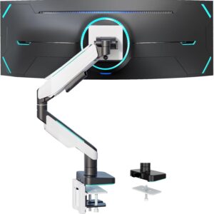 WALI Heavy Duty Monitor Arm, Gaming Monitor Stand for Screen up to 49 inch, 44 lbs. Aluminum Ultrawide Monitor Mount for Samsung Odyssey G9 and More, Adjustable, Mounting Holes 75 and 100 (GAM001XL)