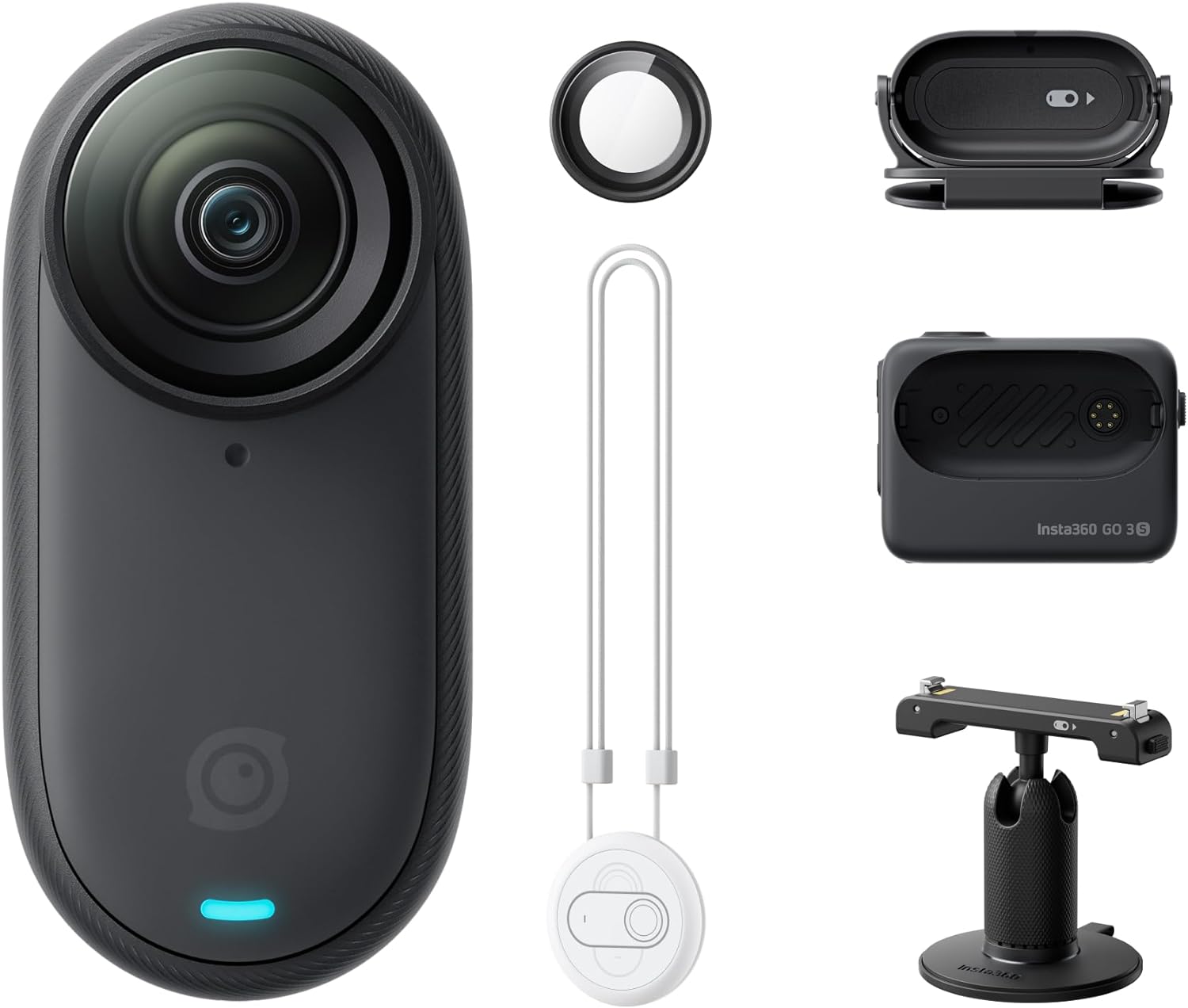 Insta360 GO 3S – 64 GB Black 4K Tiny Portable Vlogging Camera, Hands-Free POVs, Mount Anywhere, Stabilization, 140 Min Battery Life, 10m Waterproof, Apple Find My, Pet POV