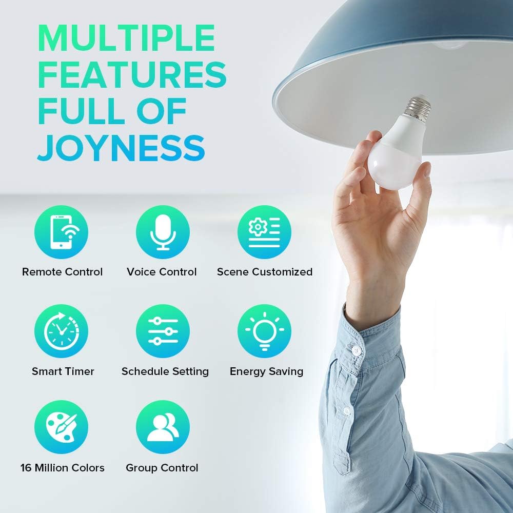 Smart Light Bulbs, 100W Equivalent WiFi Bulb, 1050 Lumens LED Color Changing A21 Smart Bul(Dimmable 2700K-6500K RGBCW) Tunable White Works with Alexa, Google Home RGB Bulb - Image 7