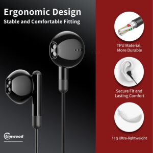 Wired Earbuds with Microphone, Wired Earphones in-Ear Headphones HiFi Stereo, Powerful Bass and Crystal Clear Audio, Compatible with iPhone, iPad, Android, Computer Most with 3.5mm Jack