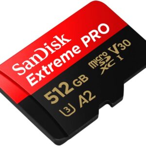 SanDisk Extreme PRO microSDXC UHS-I Memory Card 512 GB + Adapter & RescuePRO Deluxe (for Smartphones, Action Cameras or Drones, A2, Class 10, V30, U3, 200 MB/s Transfer)