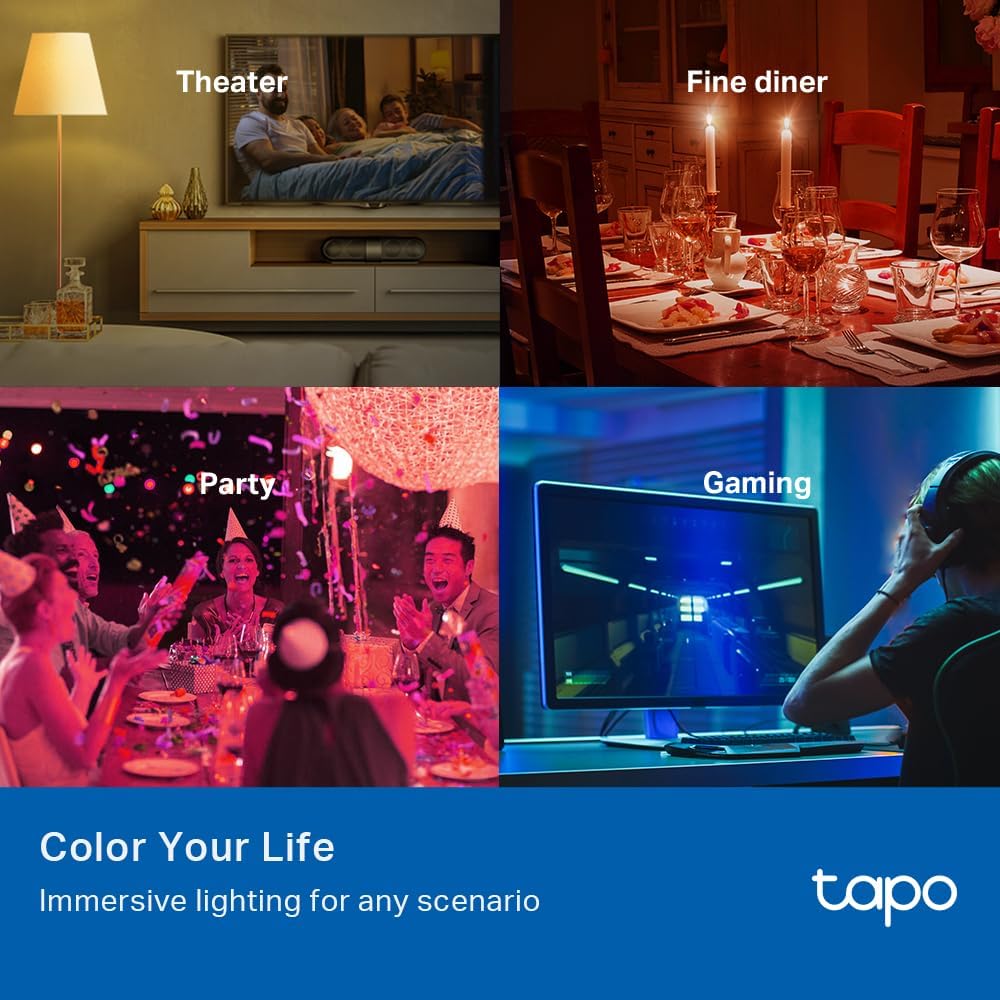 Tapo TP-Link Smart Light Bulbs, 16M Colors RGBW, Dimmable, Alexa Frustration-Free Setup, A19, 60W Equivalent, 800LM CRI>90, 2.4GHz WiFi only L531E - Image 2