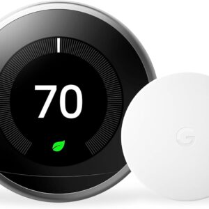 Google Nest Learning Thermostat (3rd Generation) (T3007ES-US) with Nest Temperature Sensor (T5000SF) (Stainless)