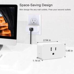 WiFi Smart Dimmable Plug 2 Pack, Smart Plugs for Voice Control, Mini Dimmer Switch Outlet Dimmable LED, CFL, Halogen and Incandescent Bulbs, Lamps, 2.4GHz, No Hub Required