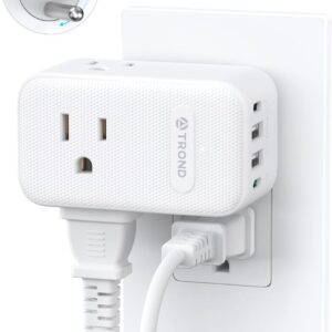 TROND Outlet Extender with 360 Rotating Plug, 3 AC Outlet Splitter with PD 20W USB C Charger, USB Wall Plug Adapter, A Small Charging Station for Kitchen Bathroom Cruise Ship Travel Essentials