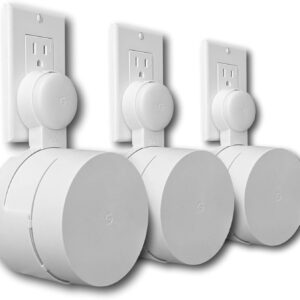Google WiFi Outlet Holder Mount: [New 2020 – Present Version – Round Plug] The Simplest Wall Mount Holder Stand Bracket for Google WiFi Routers and Beacons – No Messy Screws! (3-Pack)