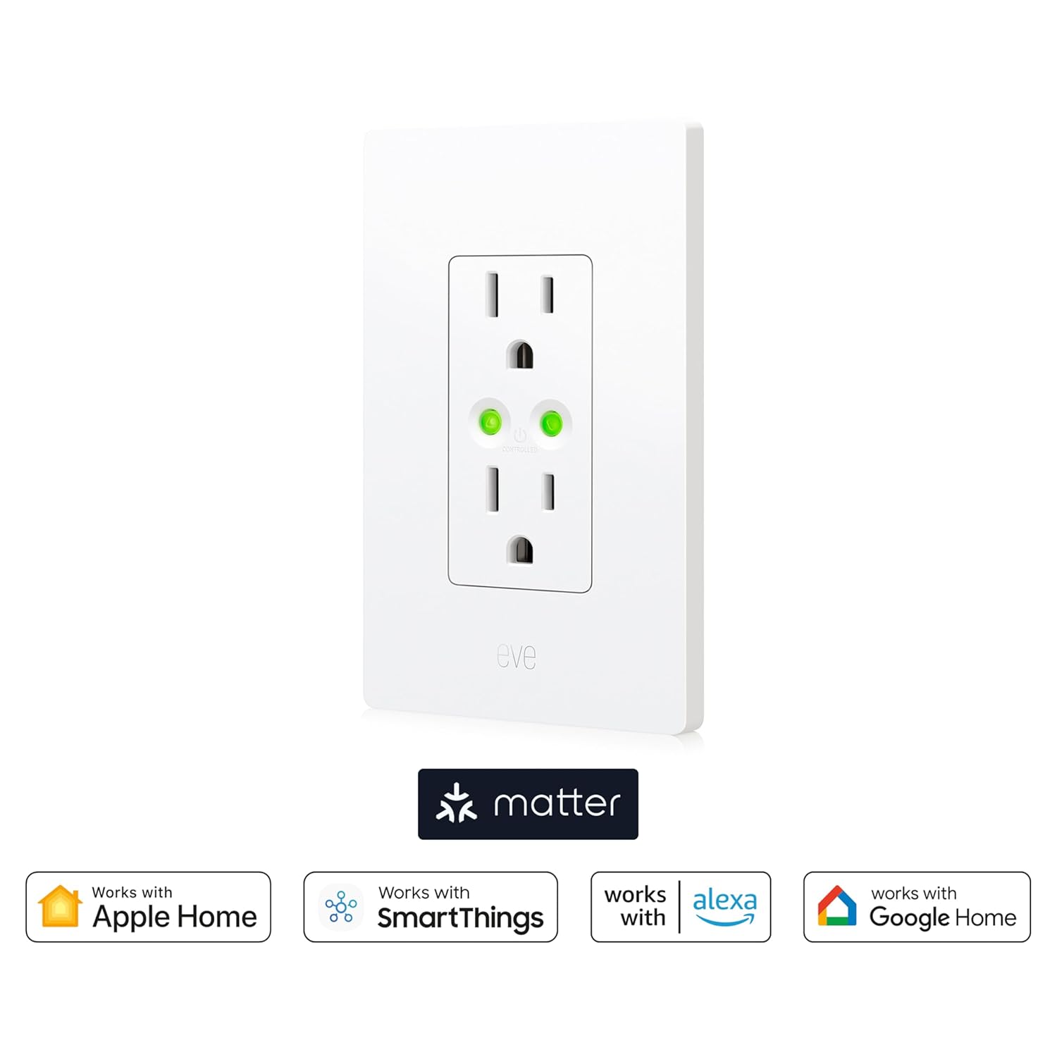 Eve Energy Outlet (Matter) – Smart Outlet & Power Meter, App & Voice Control, No Bridge, Thread, Works with Apple Home, Alexa, Google Home, SmartThings, 100% Privacy, Requires Thread Border Router - Image 2