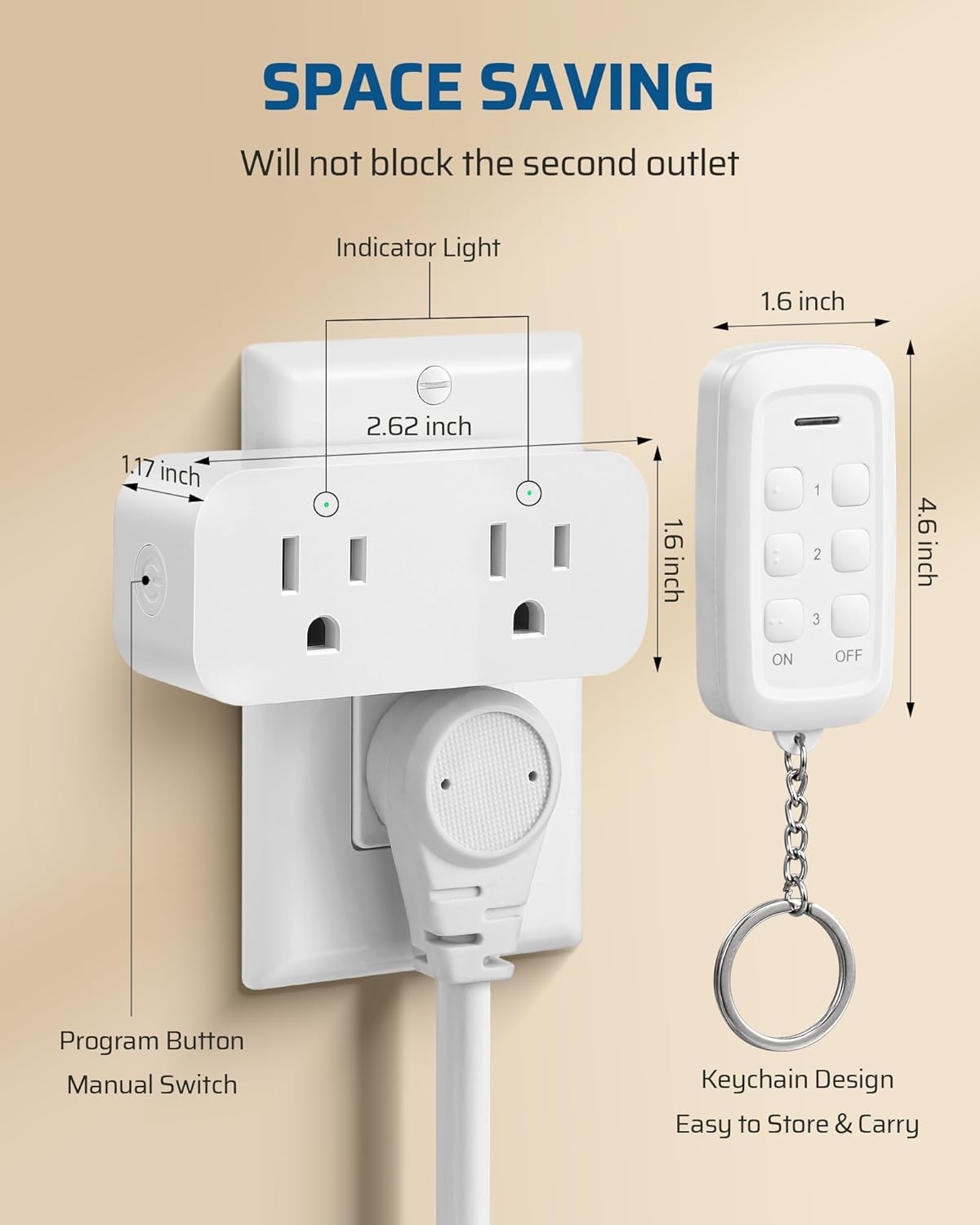 DEWENWILS Wireless Remote Control Outlet, 2 Independent Control Sockets Electrical Remote Light Switch, No Interference Remote Outlet Switch, No Wiring, 15A/1875W, 100 FT Range, FCC Listed… - Image 6