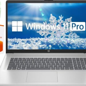 HP 17.3″ FHD IPS LED Business Student Laptop Computer, Intel Core i3, Windows 11 Pro Laptop with Microsoft Office Lifetime License, PLUSERA Earphones, Silver (Core i3, 32GB RAM | 1TB SSD)