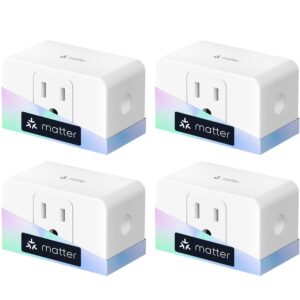 meross Matter Smart Plug, Energy Monitoring, Standby Killer, FFS Setup, 15A/1800W, 100% Privacy Wi-Fi Outlet Support Apple HomeKit, Alexa, Google Home with Schedule Timer, App & Voice Control (4 Pack)