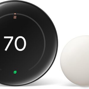 Google Nest Learning Thermostat (4th Gen) with Nest Temperature Sensor (2nd Gen) – Energy Saving Smart Thermostat with Adaptive Eco – Works with Alexa and Google Home App – Polished Obsidian (Renewed)