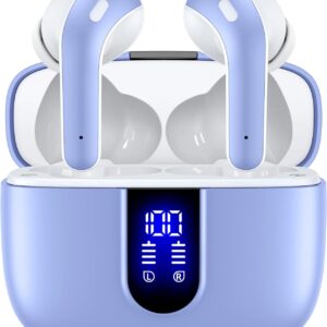 TAGRY Bluetooth Headphones True Wireless Earbuds 60H Playback LED Power Display Earphones with Wireless Charging Case IPX5 Waterproof in-Ear Ear buds with Mic for TV Smart Phone Laptop Computer Sports
