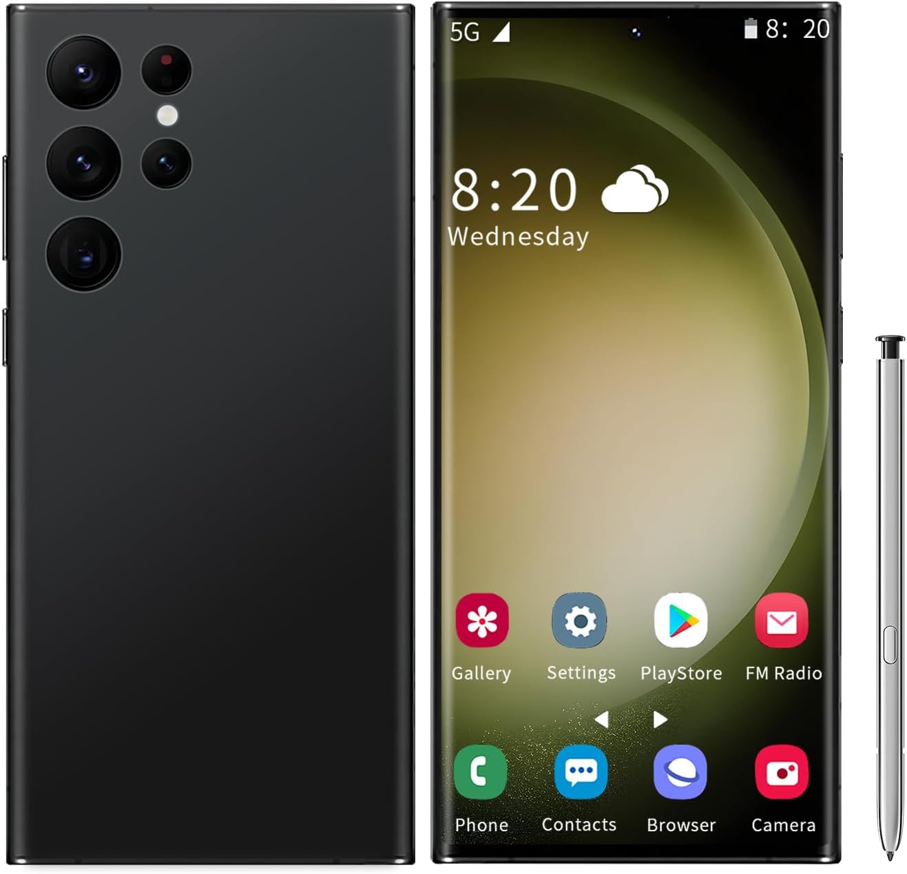 Echoamo S23U Cell Phone 5G Unlocked Phone,Smartphone with Tool Pen, Android 13.0 Cell Phone 6GB+256GB Support Dual SIM Dual Standby/Face ID/Fingerprint Lock/GPS (Black)