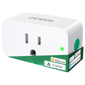 Winees Matter Smart Plug 1 Pack, Smart Outlet That Work with Alexa, Alexa Smart Plugs 15A/1800W Max, Home Automation, APP Remote Control, Timer&Schedule, 2.4GHz Wi-Fi Only