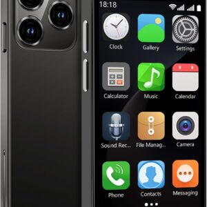 Mini Phone 4G Unlocked World’s Smallest Mini Smartphone 3.0” Touch Screen Compact Mobile Phone for Kids & Students 2000mAh Battery Cell Phone with Dual SIM Quad Core Face ID GPS 2GB+16GB Black