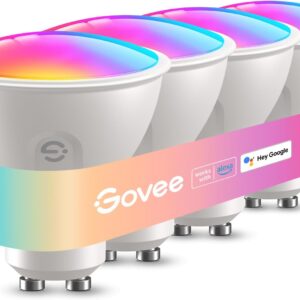 Govee GU10 LED Bulb, Smart GU10 Light Bulbs, Dimmable Color Changing Light Bulbs, 85 Dynamic Scenes, WiFi & Bluetooth LED Bulbs Work with Alexa, Google Assistant, Syncs with Music, 4 Pack