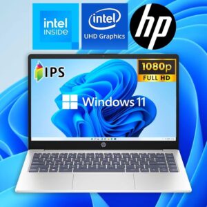 HP Newest 14″” Ultral Light Laptop, FHD(1920 * 1080) IPS Display, Intel Quad-Core N200, 1 Year Office 365, HDMI, WiFi, USB-A&C, Long Battery Life, 64GB WOWPC USB, Win 11S (8GB RAM, 640GB SSD), Silver