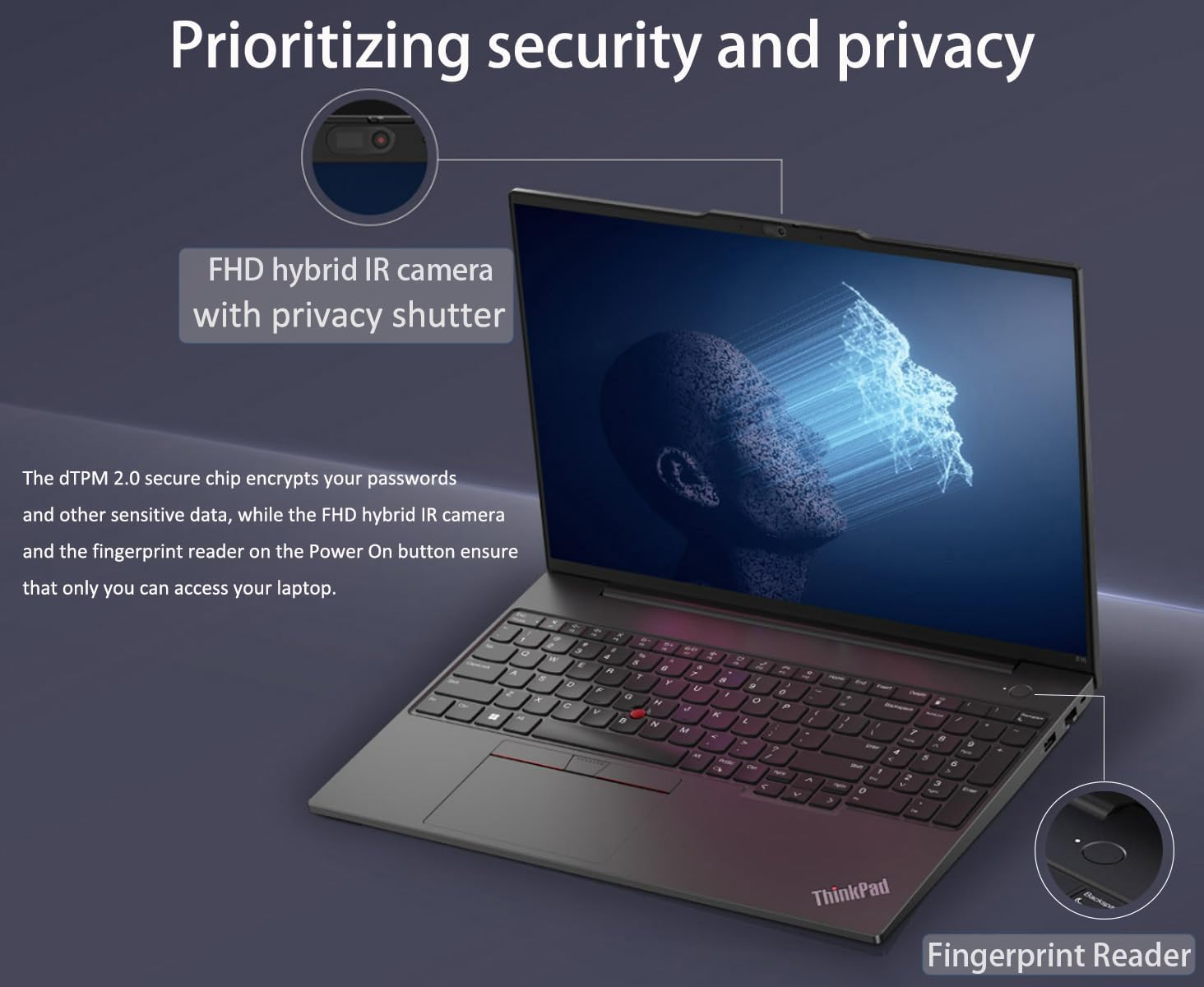 Lenovo ThinkPad E16 Business Laptop (16" FHD+ Display, AMD Ryzen 5 7530U(> i7-1165G7), 40GB RAM, 1TB SSD) Fingerprint, Backlit, FHD Webcam, WiFi 6, Ethernet, Win 11 Pro w/ AI Copilot, Black - Image 3