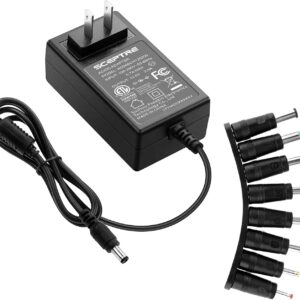 Kado Power Adapter 12V-2A 1.5A 1.25A 1A AC/DC Power Cord 5.5×2.1mm with 8 Tips Made for Sceptre Monitor, Echo Smart Speaker & Display, Webcam, Router, Mini PC, Projector, CCTV, Bluetooth Speaker