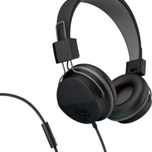 JLab Neon Folding On-Ear Headphones, Black, Wired Headphones, Tangle Free Cord, Noise Isolation, 40mm Neodymium Drivers, C3 Sound (Crystal Clear Clarity)