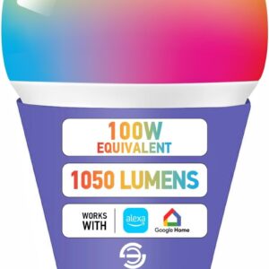 Smart Light Bulbs, 100W Equivalent WiFi Bulb, 1050 Lumens LED Color Changing A21 Smart Bul(Dimmable 2700K-6500K RGBCW) Tunable White Works with Alexa, Google Home RGB Bulb