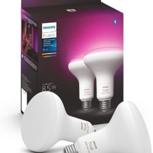 Philips Hue BR30 LED Smart Light Bulbs – Flicker-Free 85w Light Bulbs – Bluetooth Compatible, Compatible with Alexa, Google Assistant, and Apple HomeKit – E26 Base – 2 Pack