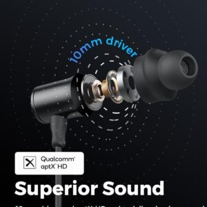 SoundPEATS Q30 HD+ Bluetooth Headphones in-Ear Stereo Wireless 5.2 Magnetic Earphones IPX5 Sweatproof Earbuds with Mic for Sports, Immersive Bass, 10mm Drivers, aptX-HD, 12 Hours Playtime, Type C