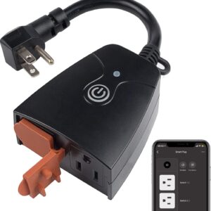 Outdoor Smart WiFi Plug, HBN Heavy Duty Wi-Fi Timer with Two Grounded Outlet, Wireless Remote Control by App Compatible with Alexa and Google Home Assistant 2.4 GHz Network only, ETL Listed (1 Pack)