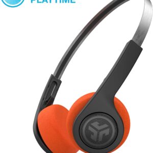 JLab Rewind Wireless Retro Headphones, Black, Bluetooth 4.2, 14 Hours Playtime, Custom EQ3 Sound, Music Controls, Noise Isolation, with Microphone, Throwback 80’s/ 90’s Design