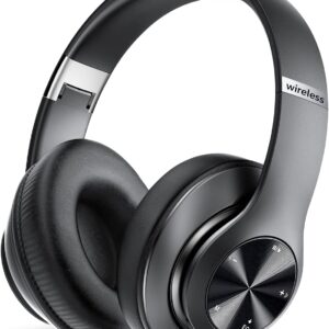 Bluetooth Headphones Over Ear, 60 Hours Playtime Foldable Headphones Wireless Bluetooth Hi-Fi Stereo Deep Bass with 6 EQ Modes, Adjustable Lightweight Headset with Microphone, FM, SD/TF for Adults
