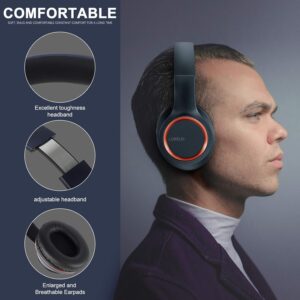 LORELEI X8 Over-Ear Wired Headphones with Microphone with 1.45m-Tangle-Free Nylon Line&3.5mm Plug,Lightweight Foldable & Portable Headphones for Smartphone,Tablet,Computer,Mp3/4(Dark Blue)