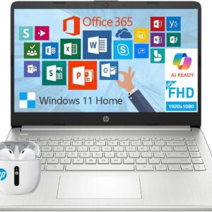 HP 14 inch Laptop Computer, FHD IPS College Student Laptop with Lifetime Microsoft Office, AMD Ryzen 3 Ultra Thin Lightweight Notebook PC|16GB RAM 1TB SSD|Windows 11|AI Ready|USB-C|Long Battery Life