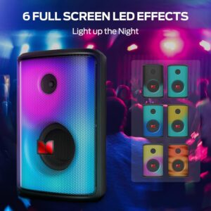 Monster Sparkle Bluetooth Speakers with 80W Stereo Sound, Bluetooth 5.3, 24H Playtime, Punchy Bass and Full-Screen Colorful Lights, Portable Wireless Speakers for Outdoor