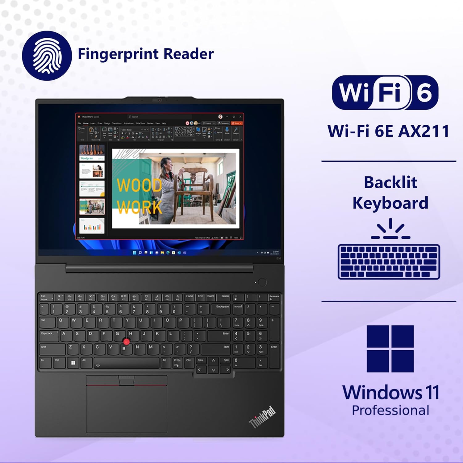 Lenovo ThinkPad E16, WUXGA 16" IPS, Intel 10 Core i7-1355U, 40GB RAM, 1TB NVMe, Fingerprint, Backlit KB, WiFi 6, Bluetooth, RJ-45, W11P, Business Laptop - Image 3