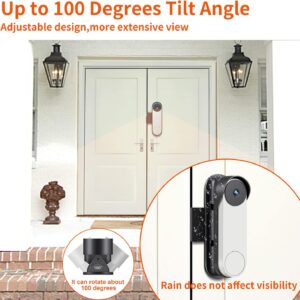 Google Video Doorbell Mount No-Drill for Google Doorbell Camera Door holder Cover Adjustable Mounting Bracket, Google Doorbell Security System Accessories, Not Block Doorbell Sensor