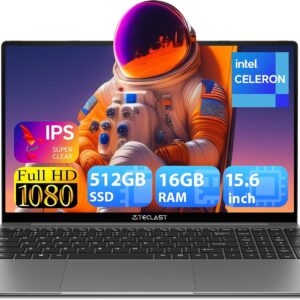 TECLAST Laptop 15.6 inch, F16Pro 16GB DDR5 512GB SSD Laptop Computers with Intel N95 Processor(up to 3.4Ghz), IPS FHD 1080P Screen, WiFi 6/BT 5.0, USB3.2 * 2, Backlit Keyboard, Large Battery Capacity
