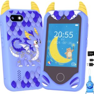 Kids Smart Phone for Boys Gifts – Toddler Christmas Birthday Gift for Age 3 4 5 6 Year Old, Kids Cell Phone Toy with Touchscreen, Dual Cameras, Learning, Music Player, Games with 32 GB Card