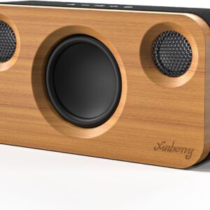 Bluetooth Speaker with Deep Bass, 40W(Peak) Wireless Portable Speaker with TWS, AUX, TF Card, Stereo Sound Wood Home Audio Sync up to 100 Bluetooth 5.3 Speakers For Home Party, Outdoor Camping