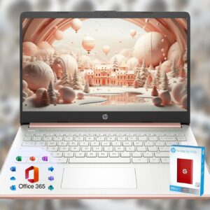 HP 14 Laptop • Back to School Limited Edition with Microsoft 365 • 4-Core Intel CPU • 16GB RAM • 1.6TB Storage (128GB OnBoard + 512GB P500 Portable SSD + 1TB OneDrive) • Rose Gold • Win 11