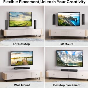 Saiyin Sound Bars for Smart TV, Soundbar with Optical/ARC/AUX and Bluetooth 5.3 Inputs, Surround Sound System with Flexible Placement Options,Wall Mountable