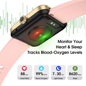 Smart Watch, Fitness Tracker Watch with Heart Rate Monitor, SpO2, Sleep Tracker, 5ATM Waterproof Smartwatch for Women Men Step Counter Pedometer Fitness Watch for iOS and Android Phones