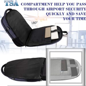 MATEIN Large College Backpack, Sturdy Computer Backpack with USB Charging Port Fits 17 inch Notebook, Carryon Luggage Travel Laptop Bag for Business Men and Women Christmas New Year Gift, Blue