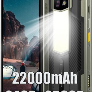 Ulefone Armor 24 Rugged Phone Unlocked, 22000mAh Big Battery 66W, 24GB+256GB Android 14 Waterproof Smartphone, 6.78″ FHD+, 64MP IR Night Vision Camera,1000LM LED Light, 4G LTE NFC GPS OTG FM