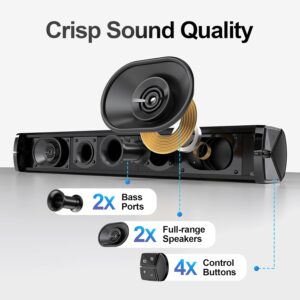 Nylavee 2.1ch Sound Bar for Smart TV with Wired Subwoofer, 100W Surround Sound Bluetooth Soundbar for TV, 16 inch Small Deep Bass TV Speakers, HDMI-ARC/Coaxial/AUX/USB Connection for TV, PC, Projector