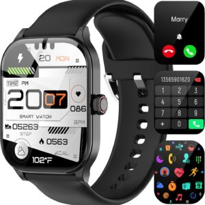 Smart Watch, 2024 HD 1.85″ Smartwatch for Android Phones iPhone(Answer/Make Call), IP68 Waterproof Fitness Tracker for Men Women with Heart Rate, Sleep Monitor, Spo2, Pedometer, 100+ Sports Watches