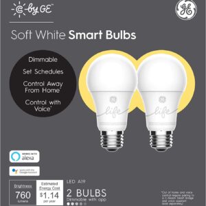 GE Lighting CYNC Smart Light Bulbs, Bluetooth Enabled, Alexa and Google Home Compatible, Soft White (2Pack), Packaging May Vary
