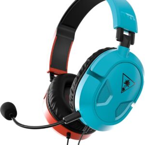 Turtle Beach Recon 50 Wired Gaming Headset – Nintendo Switch, Xbox Series X|S, Xbox One, PS5, PS4, PlayStation, Mobile & PC with 3.5mm – Removable Mic, 40mm Speakers, In-line Controls – Red/Blue