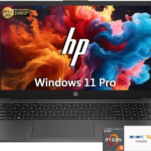 HP New 15.6″ G10 Business Laptop, AMD Ryzen 5 7530U Processor (Beat i7-1355U), AMD Radeon Graphics, 16GB RAM, 1TB SSD, FHD Display, Spill-Resistant Keyboard, Windows 11 Pro, WOWPC Recovery USB