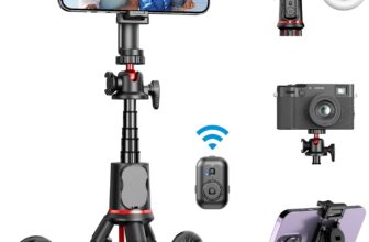 Tripod for iPhone, Flexible Camera Tripod Extendable Cell Phone Tripod Stand with Wireless Remote, 360° Rotation Anti-Crack Portable Travel Tripod for Video Recording/Vlogging/Live Streaming